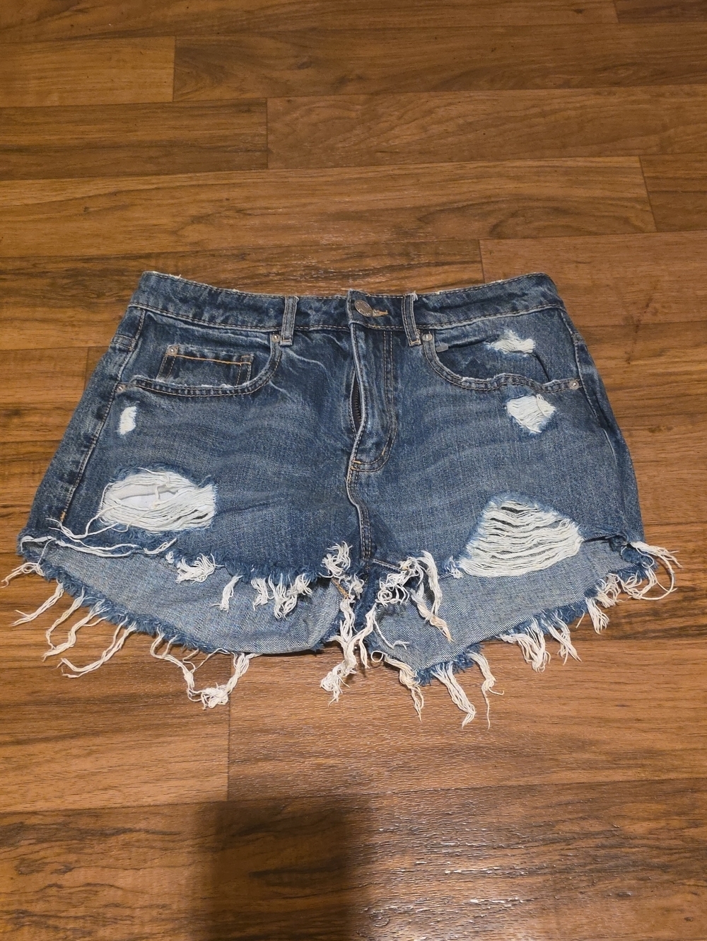 Garage Distressed Blue Denim Cutoff Shorts
